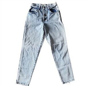 80s Vintage Palmetto's Petite Acid Wash Hi-Waist Button Fly Jeans Women 24 Waist